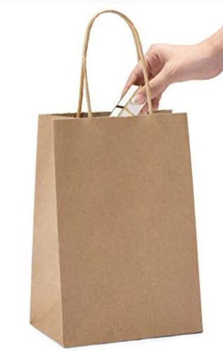 Small Recycle Paper Bags with Handle, Color : Brown