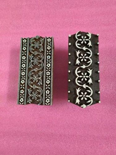 Border Sheesham Wood Printing Block 6x3 Inch