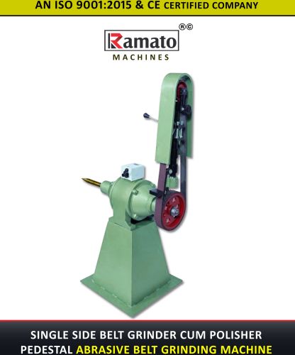 Ramato Single Side 50 X 2000 Mm Abrasive Belt Grinder + Bench Polisher WITH M.S. Fabricated Pedestal