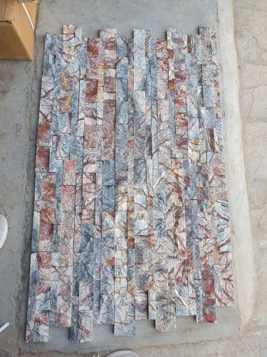 Embroidered Non Polished Forest Brown Stone Mosaic Wall Cladding