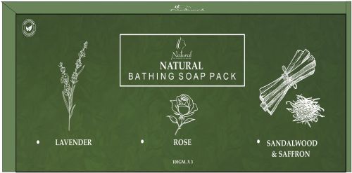 Natural THE Essence OF Nature Bathing Bars 300GM Pack OF 3 Sandalwood & Saffron, Lavender & Rose