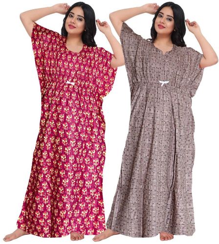Cotton Ladies Kaftan Nighty, Color : Multicolor, Pattern : Printed
