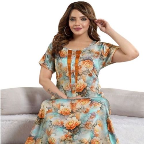 Ladies Silk Nighty, Color : Multicolor, Pattern : Printed