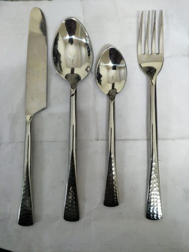 4 Pieces Stainless Steel Cutlery Set, Color : Silver for Home & Dining