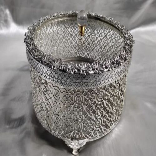 German Silver Dry Fruit Box, Shape : Round