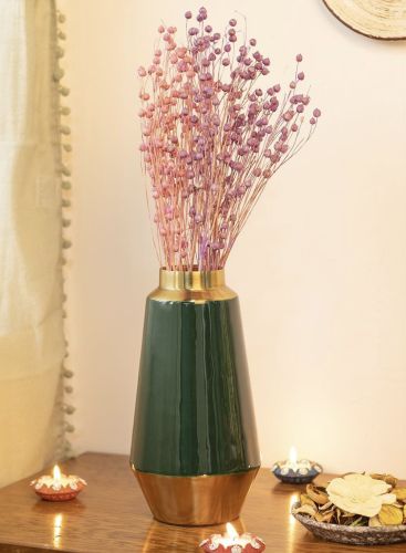 Plain Polished Green Gold Plated Flower Vase