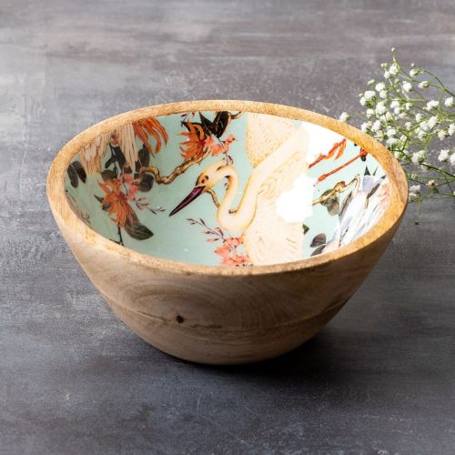 Round Printed Wooden Bowl 6 X 2.75Inch for Decorative Or Serving