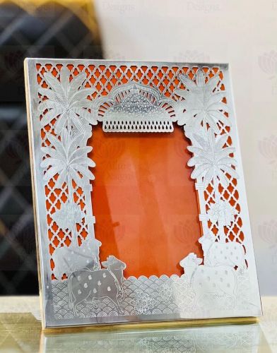 Polished Stainless Steel Photo Frame, Color : Silver Orange