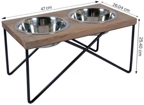 Polished Wooden PET Bowl Stand Feeder 18 X 10 X 9 Inch