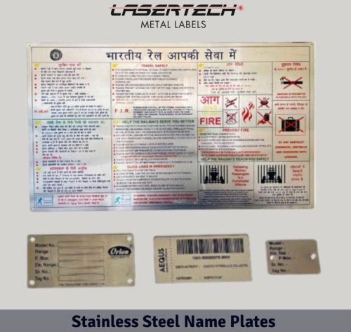 Coated Stainless Steel Name Plates, Color : Metallic, Silver