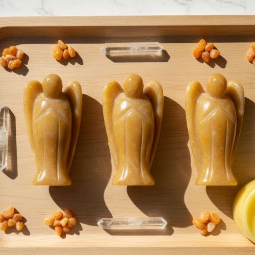 3 Inch Large Natural Yellow Jade Gemstone Angel