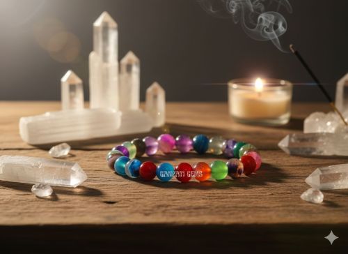 Multi-color Onyx Rainbow Agate Beaded Bracelet