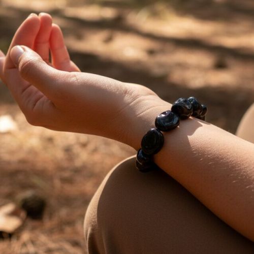 Polished Nugget Natural Black Tourmaline Tumble Bracelet