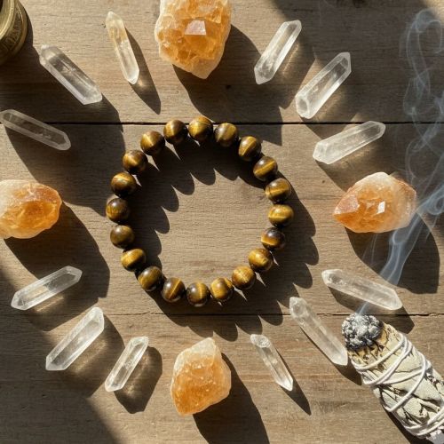 Natural Golden Yellow Tigers Eye Beaded Bracelet