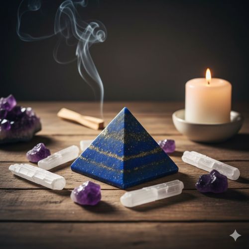 Crystal Natural Wisdom Intuition Lapis Lazuli Pyramid for Healing