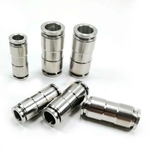 Polished Stainless Steel Push In Straight Union, Color : Grey