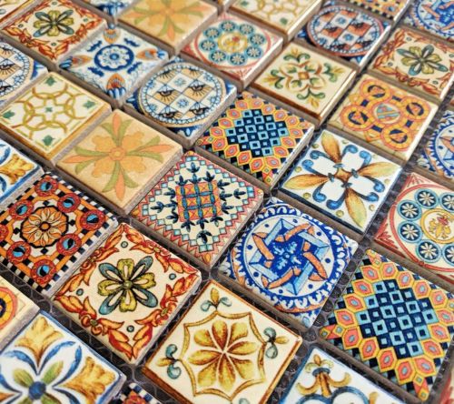 Glossy Mediterranean Mosaic Ceramic Tile 6x6 Inch
