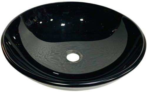 Oval Black Glossy Ceramic Wash Basin, Mount Type : Tabletop