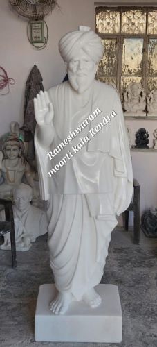 Polished 8 Feet Marble Guru Ji Statue, Color : White