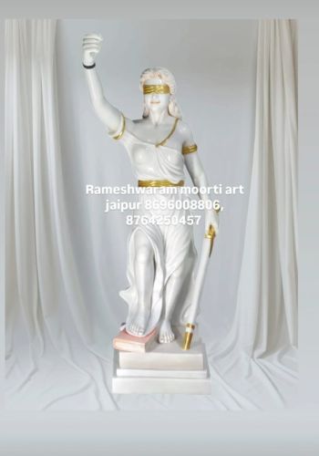 Polished White Marble Lady Justice Statue, Color : Multicolor