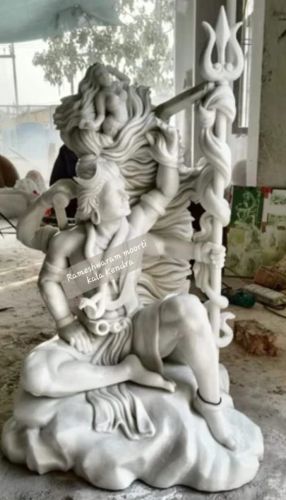 Polished White Marble Lord Mahadev Statue, Style Type : Religious