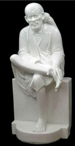 Polished White Marble Sai Baba Statue, Packaging Type : Thermocol Box