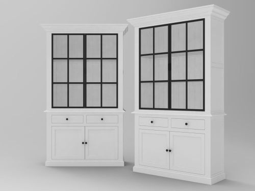 2 Door White Wooden Book Case