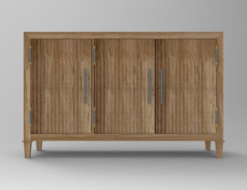 3 Door Wooden Storage Cabinet, Color : Brown