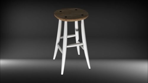 Solid Round Wooden Bar Stool, Color : White Brown for Kitchen