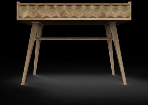 Wooden Diamond Carved Console Table, Color : Light Brown