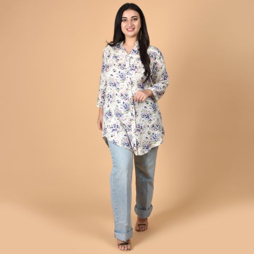 Printed Modal Women Elegant Designer Tunic, Color : Multicolor