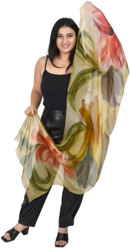 Pure Silk Chiffon Printed Ethnic Design Stole
