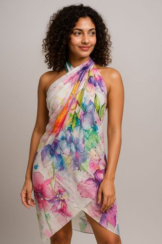 Silk Modal Ladies Leaf Design Sarong 100x200 Cm for Beachwear