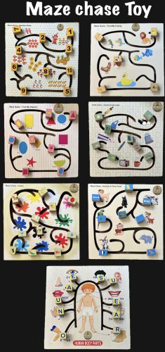 MDF Educational Toy Maze Chase Toy, Color : Multicolor For Kids Playing