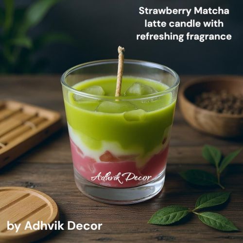 Glass 150ml Strawberry Macha Latte Scented Candle