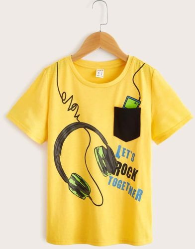 Printed Kids T-shirt, Color : Yellow