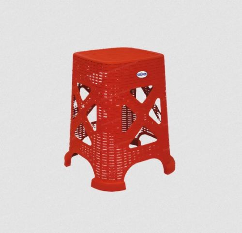 Plain Red Modern Plastic Stool 18x18x16Inch