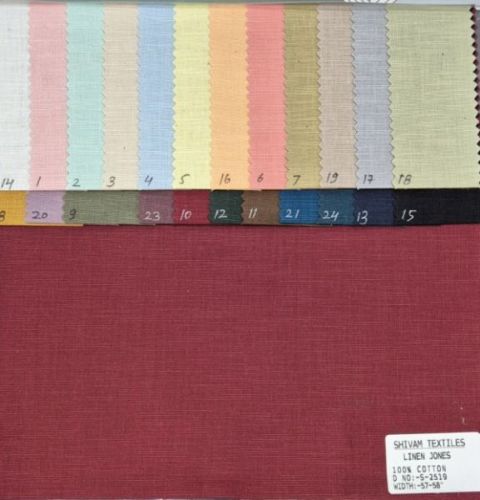 Slub Linen Plain Cotton Shirting Fabric, Color : Multicolour