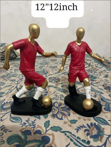 Glossy Resin 12 Inch Football Player Statue, Color : Red for Home Decor
