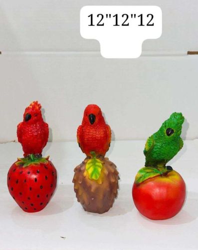 12 Inch Polyresin Parrot Statue, Color : Multicolor for Home Decor