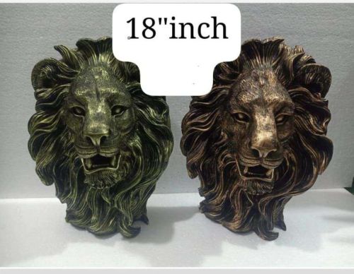 Resin 18 Inch Lion Fact Showpiece Statue, Color : Gold Brown