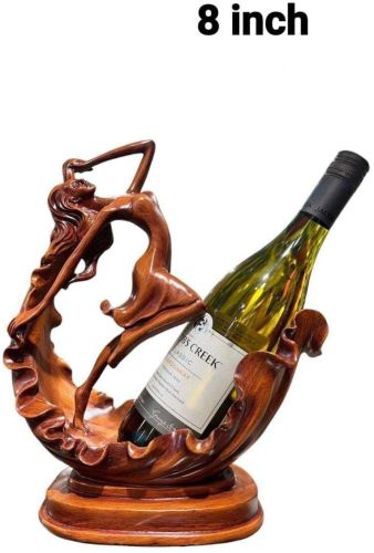 8 Inch Brown Wooden Decorative Wine Bottle Holder