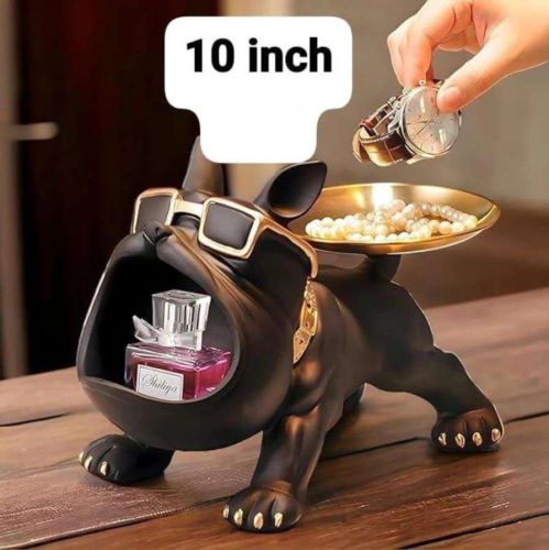Resin Decorative French Bulldog Statue, Color : Matt Black