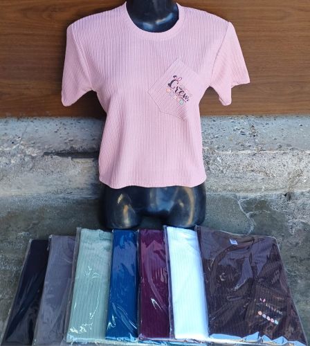 Multicolor 50% Cotton/50% Polyester Ladies Stylish T Shirt