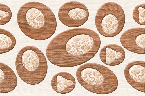 200×300mm Decorative Wood Oval Inset Motif Ceramic Tile