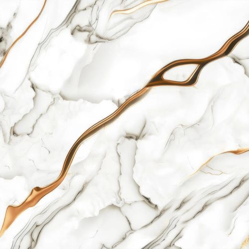 400×400mm White Marble Golden Ribbon Vein Ceramic Tile