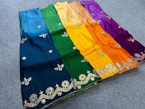 Multicolor Silk Embroidery Saree, Saree Length : 6.3 Meters