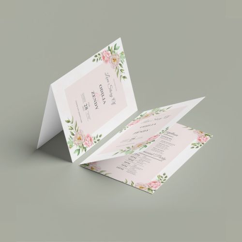 350 GSM Paper Tagsen Wedding Menu Cards Design 3.5 × 4.2 Inches