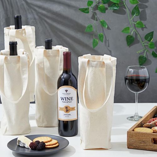 Plain Wine Bottle Cotton Bag, Color : White