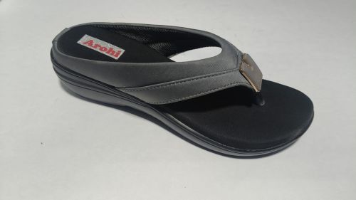 Synthetic Chic Minimalist Ladies Flat Sandal, Color : Grey & Black